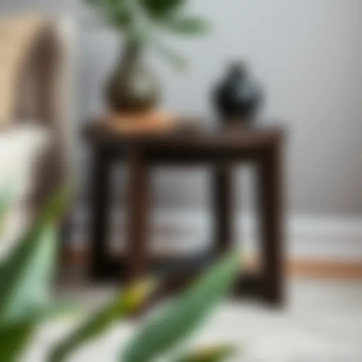 Stylish Dark Wood Side Table Stylish dark wood side table showcasing unique craftsmanship