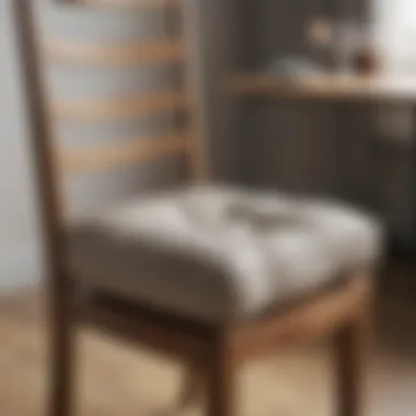 Close-up of the features of a high-quality dining chair cushion.