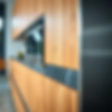 Material Contrast in Kitchen Design Close-up of the texture and grain of wood integrated with stainless steel