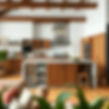 Stylish Kitchen Layout Stylish kitchen layout demonstrating integration of wood and stainless steel