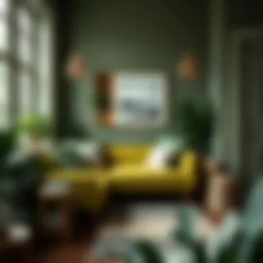 Cozy reading nook adorned with moss green decor