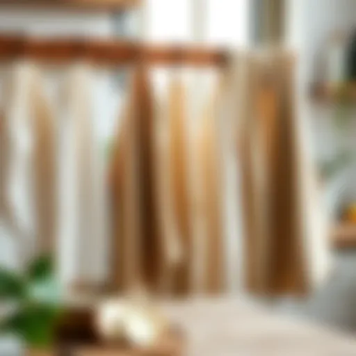 Linen Tea Towels in Rustic Charm Elegant display of linen tea towels in a rustic kitchen setting