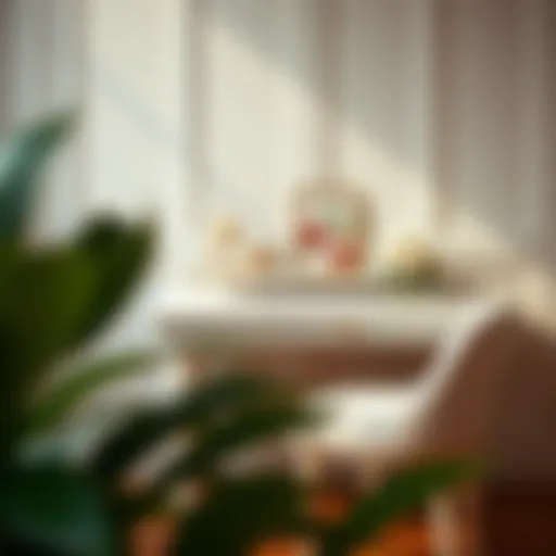 Elegant feminine desk design with floral accents