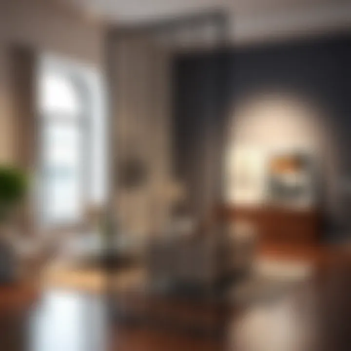 Modern metal room divider adding an artistic touch to a gallery space