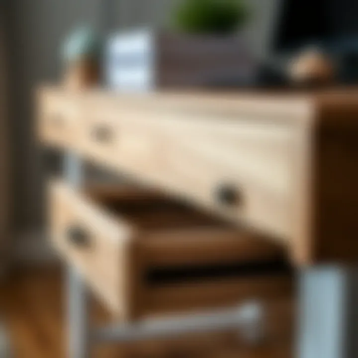 Detailed Look at Desk Drawer Functionality Close-up view of the drawer mechanism in a 40 inch desk