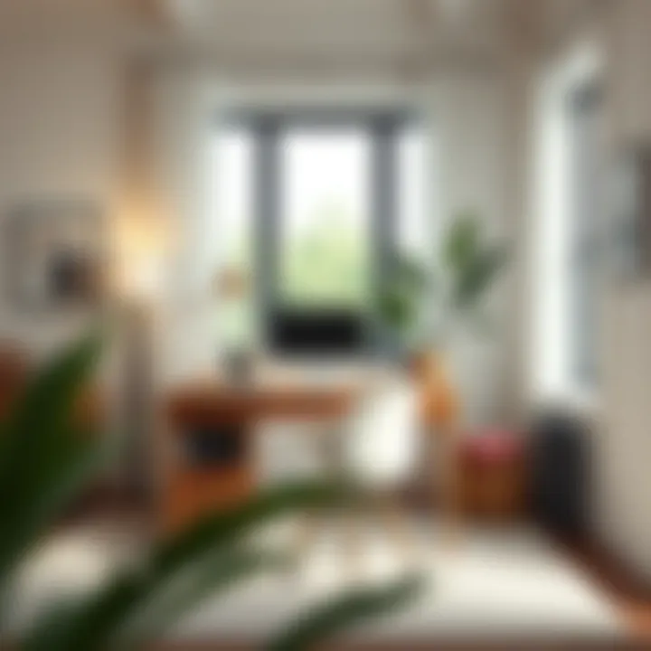 Inviting Home Office Setup with 40 Inch Desk A beautifully arranged home office with a 40 inch desk