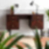 Stylish 40 inch desk featuring sleek lines and practical drawers