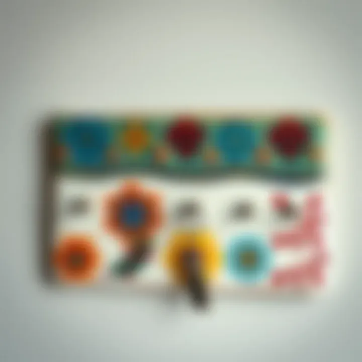 Colorful ceramic key board with artistic patterns and hooks