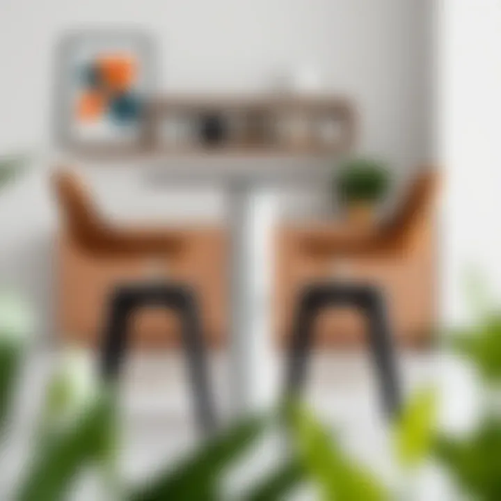 Contemporary high bar table complemented by matching stools