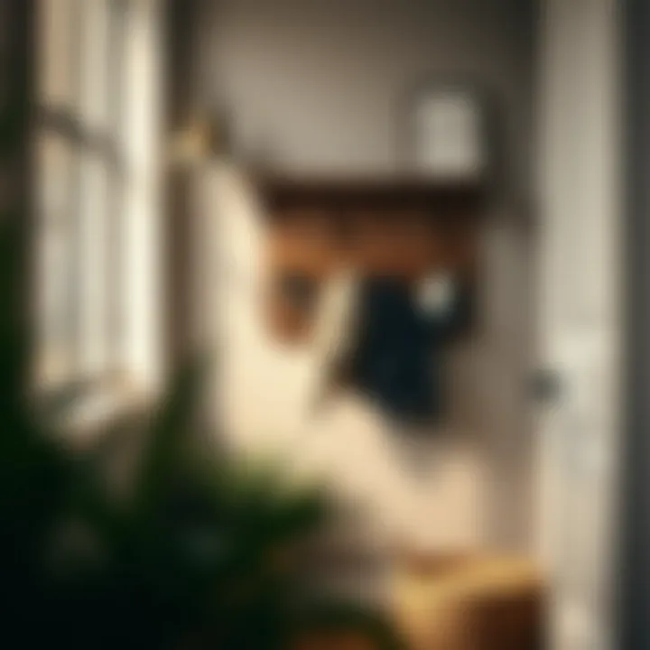 Wall-mounted key organization board in a cozy hallway setting