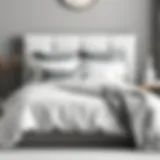 Elegant grey and white bedding ensemble showcasing modern design