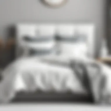 Elegant grey and white bedding ensemble showcasing modern design