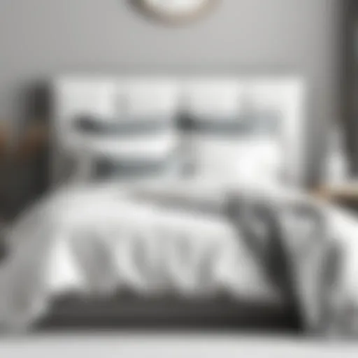 Elegant grey and white bedding ensemble showcasing modern design