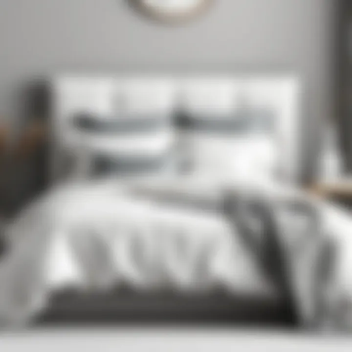 Elegant grey and white bedding ensemble showcasing modern design