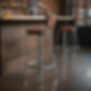 Industrial Bar Stools in a Contemporary Bar Environment Industrial bar stools enhancing a contemporary bar area