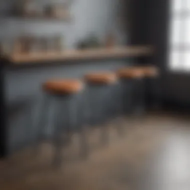 Creative Arrangement of Industrial Bar Stool Styles Different styles of industrial bar stools arranged creatively