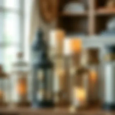 A collection of assorted lantern pillar candle holders in various styles and materials