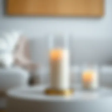 A modern minimalist lantern pillar candle holder with clean lines and a sleek design