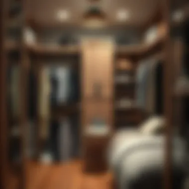 Rustic closet design featuring wooden accents