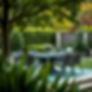 Elegant outdoor dining set in a serene garden