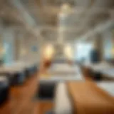 Elegant mattress showroom showcasing a variety of styles