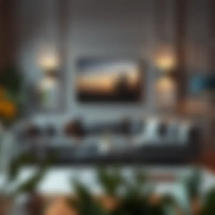 Chic Living Room with Gray Sofa Elegant modern gray sofa in a chic living room setting