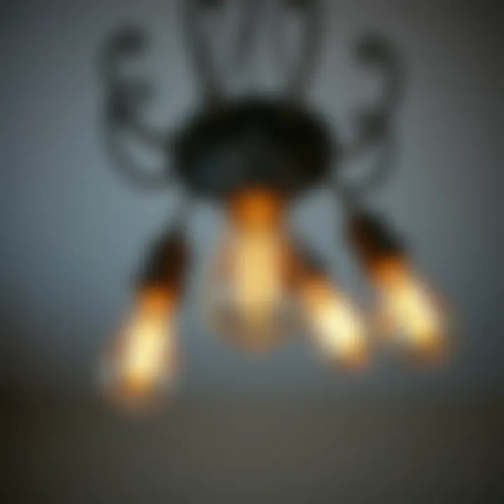 Artistic Craftsmanship in Chandeliers Close-up of a stylish light bulb chandelier showcasing intricate design