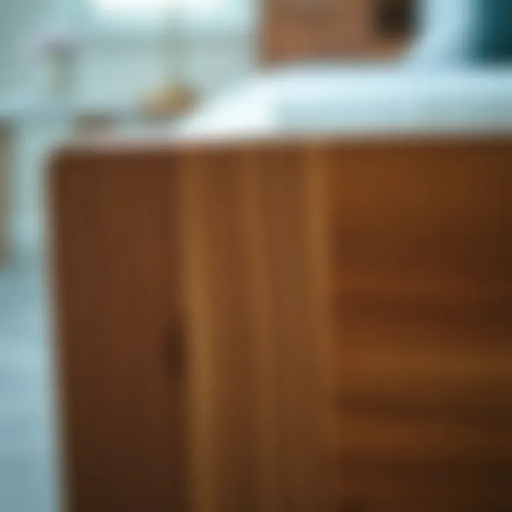 Close-up view of oak wood grain and finish