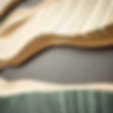 Close-up of textured materials used in oblong wall decor.