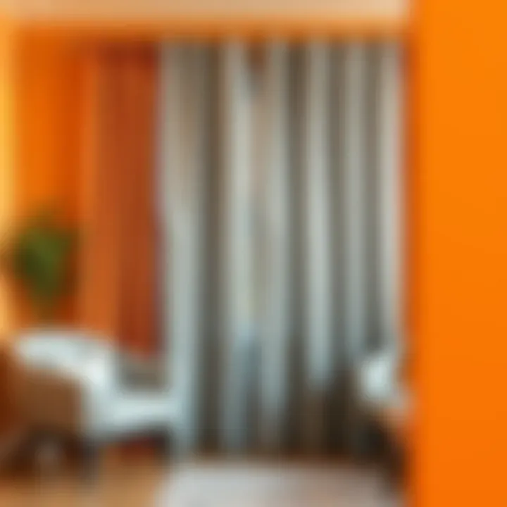 Installation guide for orange and gray curtains