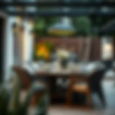 Contemporary Design for Outdoor Dining Contemporary outdoor dining table set with decorative accessories