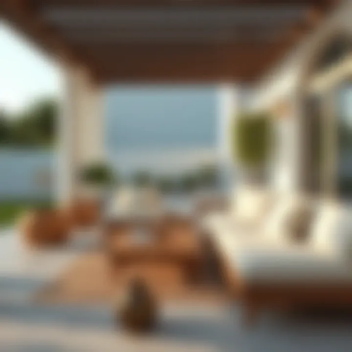 Elegant outdoor space featuring stylish lounge bed cushions