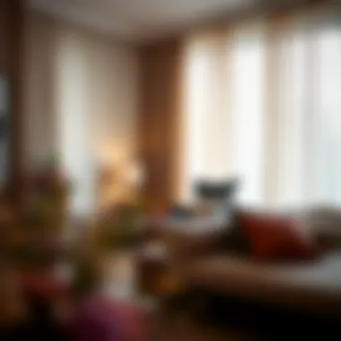 Stylish placement of pinch pleat sheer drapes in a bedroom