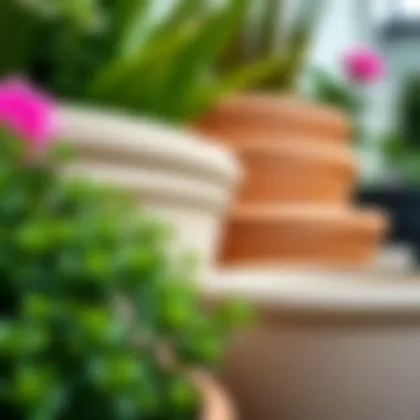 Close-up of plastic planter materials showcasing durability