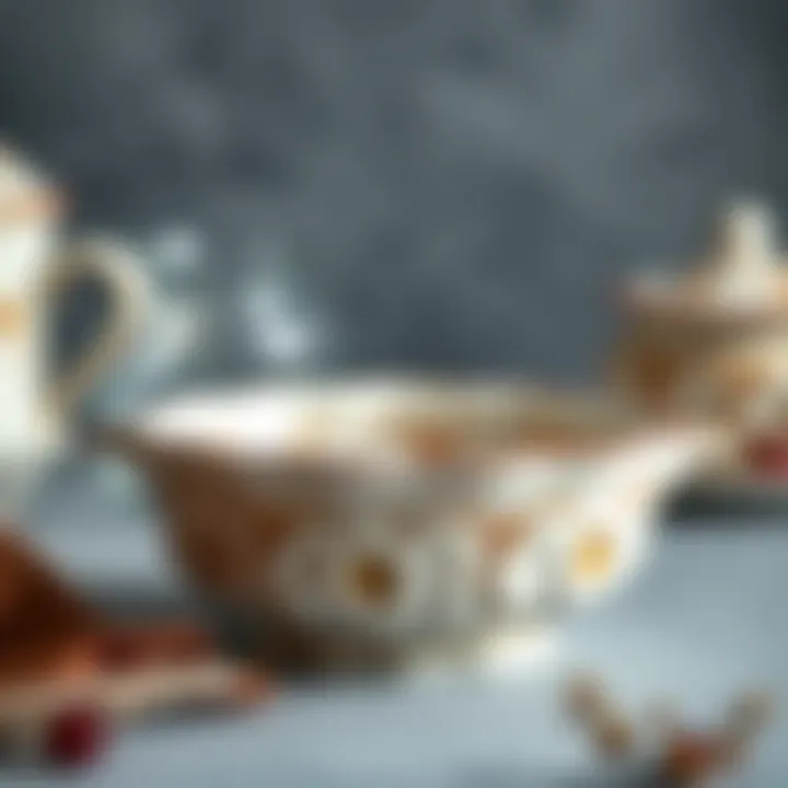 Elegant porcelain baking dish showcasing intricate designs