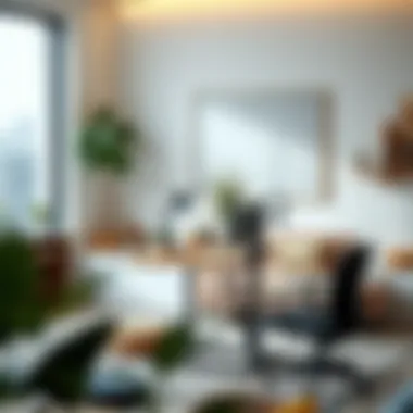 Versatile Portable Desk for Dynamic Environments Elegant portable standing desk in modern workspace