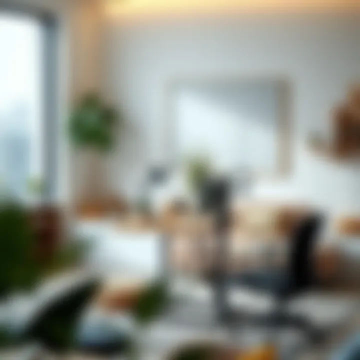 Versatile Portable Desk for Dynamic Environments Elegant portable standing desk in modern workspace