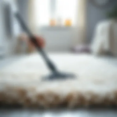 Maintaining a soft plush bathroom rug with cleaning tools