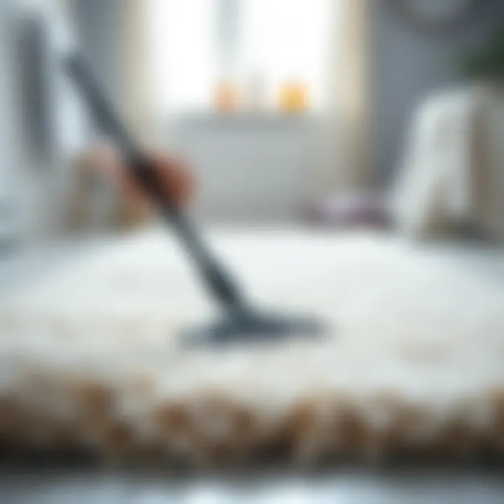 Maintaining a soft plush bathroom rug with cleaning tools