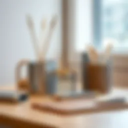 Elegant arrangement of silver mesh desk accessories