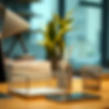 Stylish silver mesh accessories enhancing office productivity