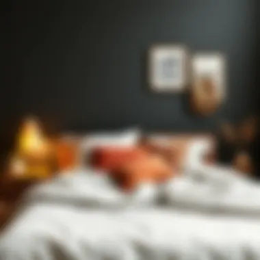 Cozy small double bed with stylish bedding accessories