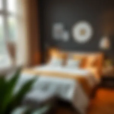 Trendy small double bed in a beautifully decorated room