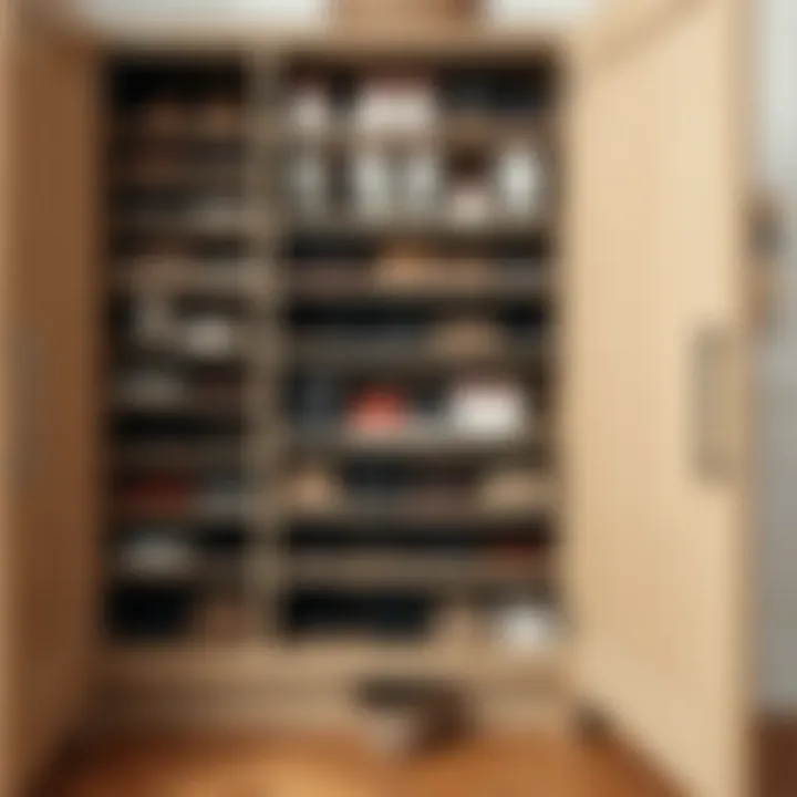 Organized Ställ shoe cabinet filled with various shoes
