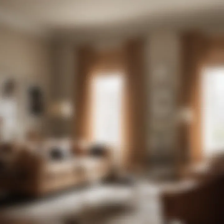 Stylish interior featuring tan sheers with complementary decor.