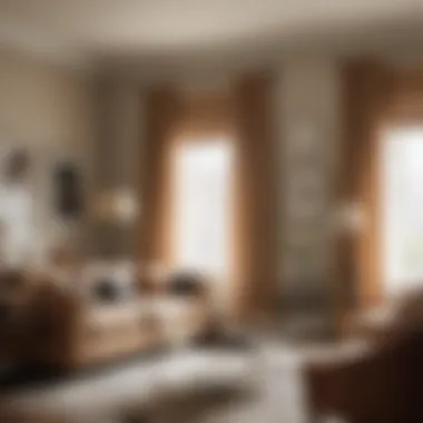 Stylish Interior Design with Tan Sheers Stylish interior featuring tan sheers with complementary decor.