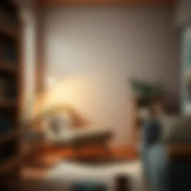 A cozy reading nook with an accent chair and lighting