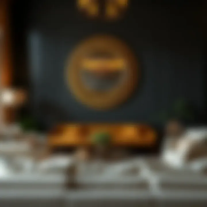 Gold mirror adding warmth to a contemporary living space