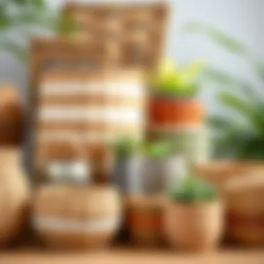 Variety of Woven Flower Pot Materials A collection of woven flower pots in different materials and designs.