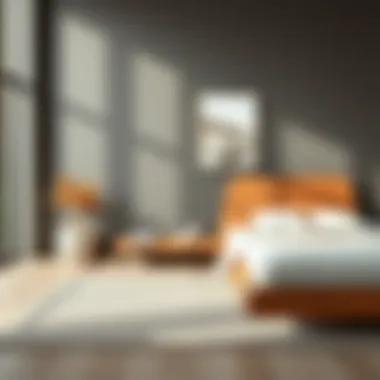 Contemporary wooden bed in a minimalist bedroom